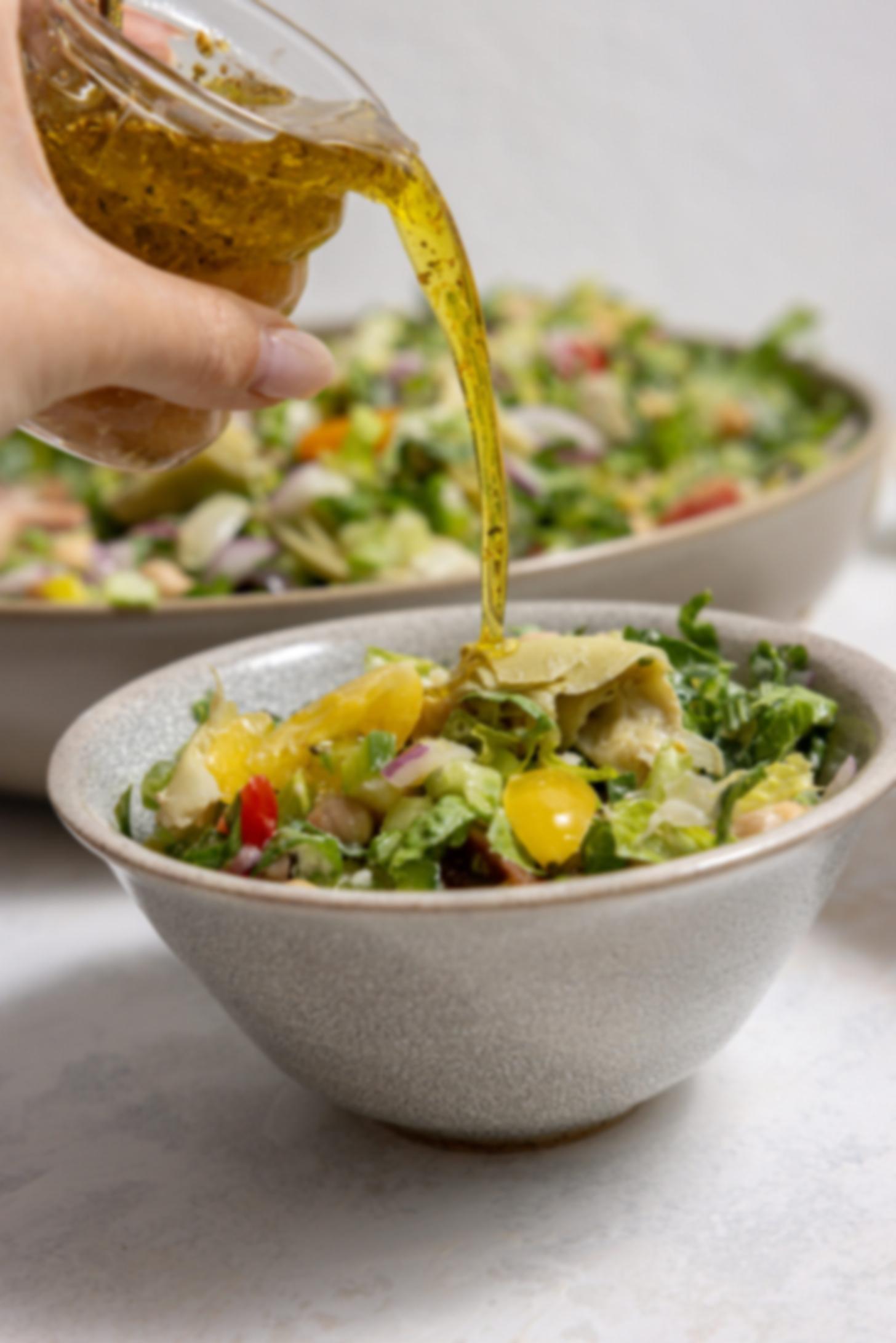 Πλούσια Βίγκαν Ιταλική Σαλάτα 6 lemon oregano vinaigrette