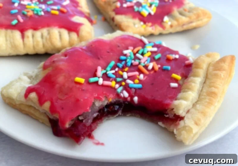 Ποπ Ταρτς στη Φριτέζα Αέρος 4 air fried pop tart with a bite taken out.