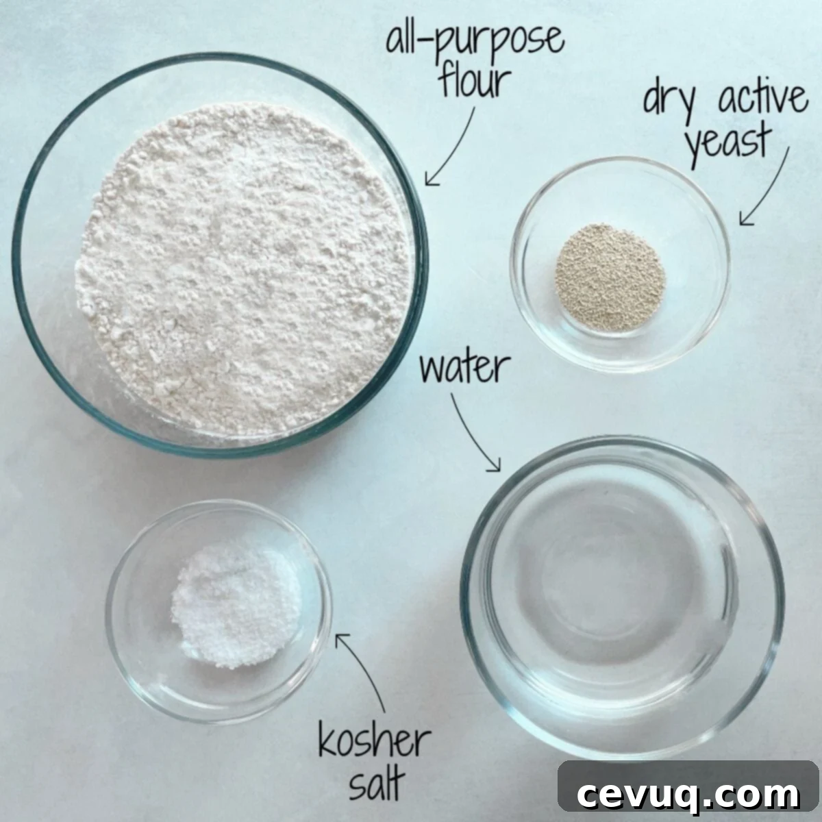 Εύκολα Ψωμάκια Τσιαπάτα 4 ciabatta roll recipe ingredients.