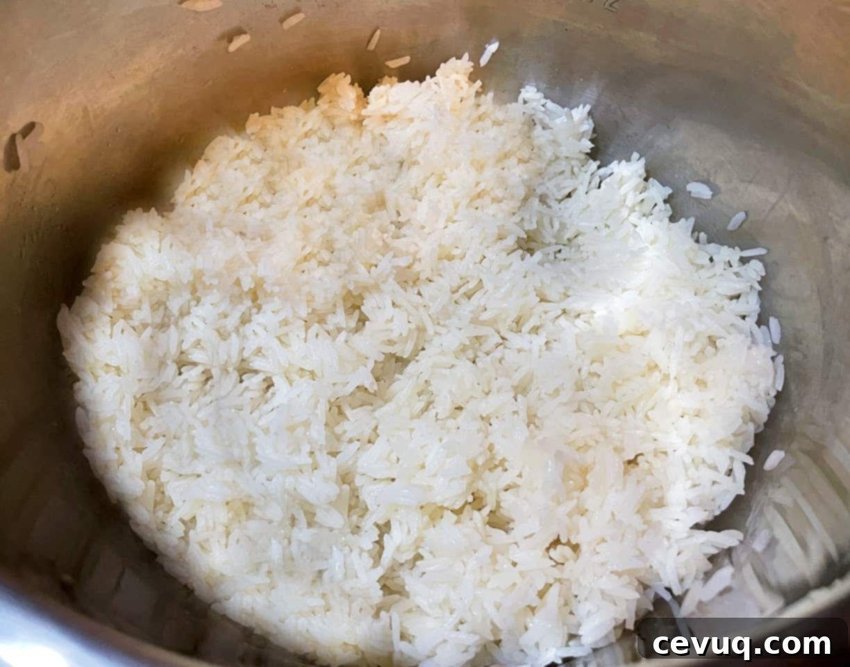 fluffed jasmine rice in the instant pot.