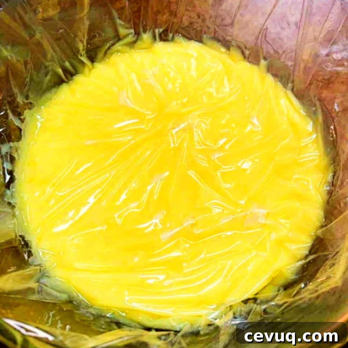 Γρήγορη Κρέμα Φρούτου του Πάθους 7 curd φρούτου του πάθους με πλαστική μεμβράνη από πάνω