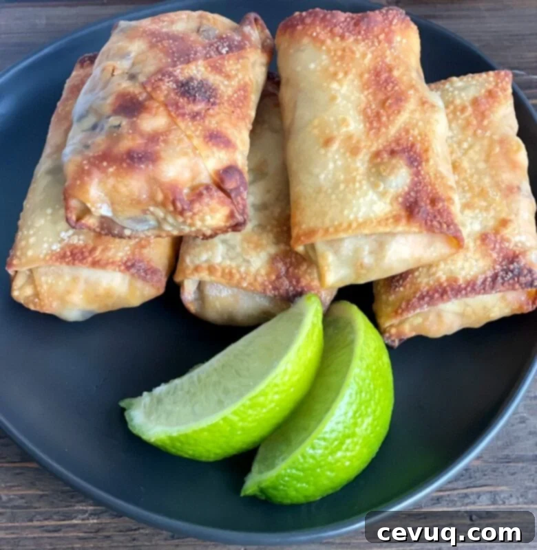 Νοτιοδυτικά Αυγορολάκια Φριτέζας Αέρος 3 egg rolls southwest στο air fryer σε πιάτο.