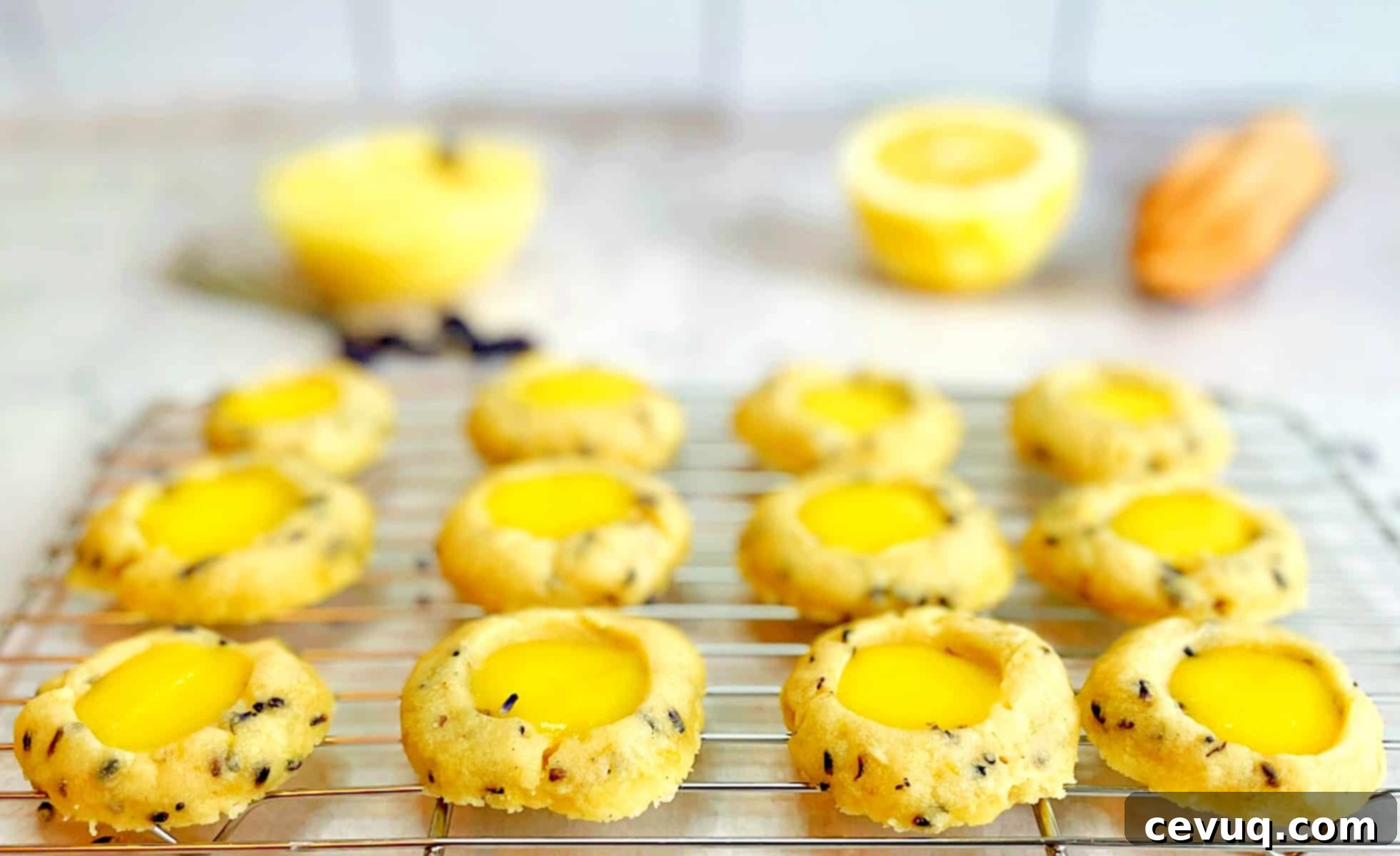 Μπισκότα Λεβάντας με Λεμονόκρεμα 3 lemon curd lavender shortbread cookies.