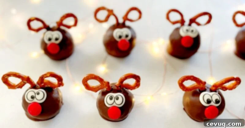 Κεκάκια Τάρανδου 11 Cake pops ταράνδου σε τραπέζι.
