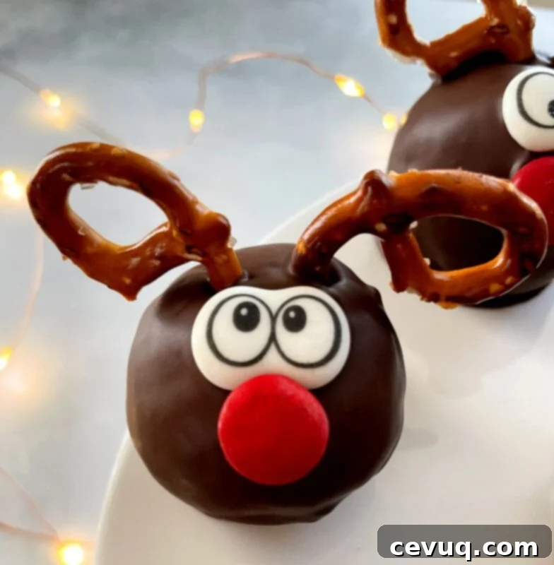 Κεκάκια Τάρανδου 3 Cake pop ταράνδου με κέρατα από πρέτσελ.