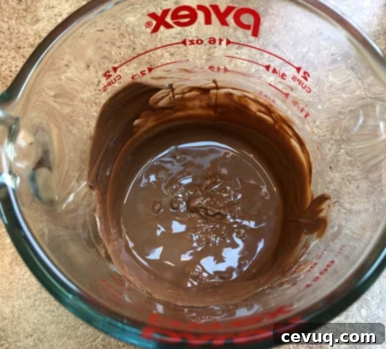 Σοκολατένιες Γαλοπούλες Φράουλας 6 λιωμένα κομματάκια σοκολάτας σε γυάλινη κούπα, αραιωμένα με λάδι.