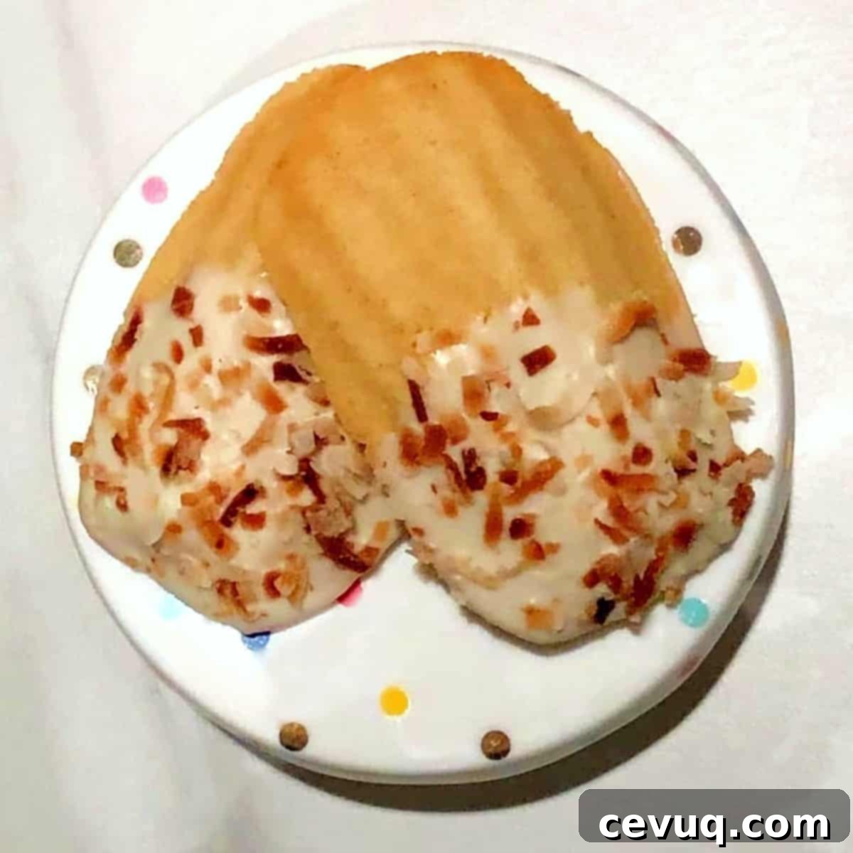 Μαντλέν καρύδας χωρίς γλουτένη 2 Madeleines καρύδας σε βάση σερβιρίσματος