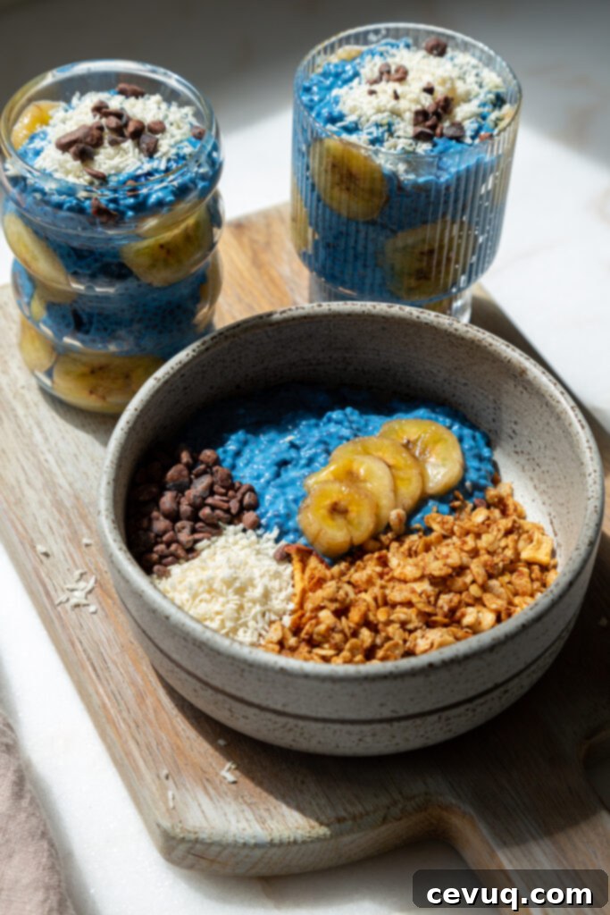 Μπλε Μαγική Πουτίγκα Τσία 3 Μπλε Majik Chia Pudding σε ποτήρι