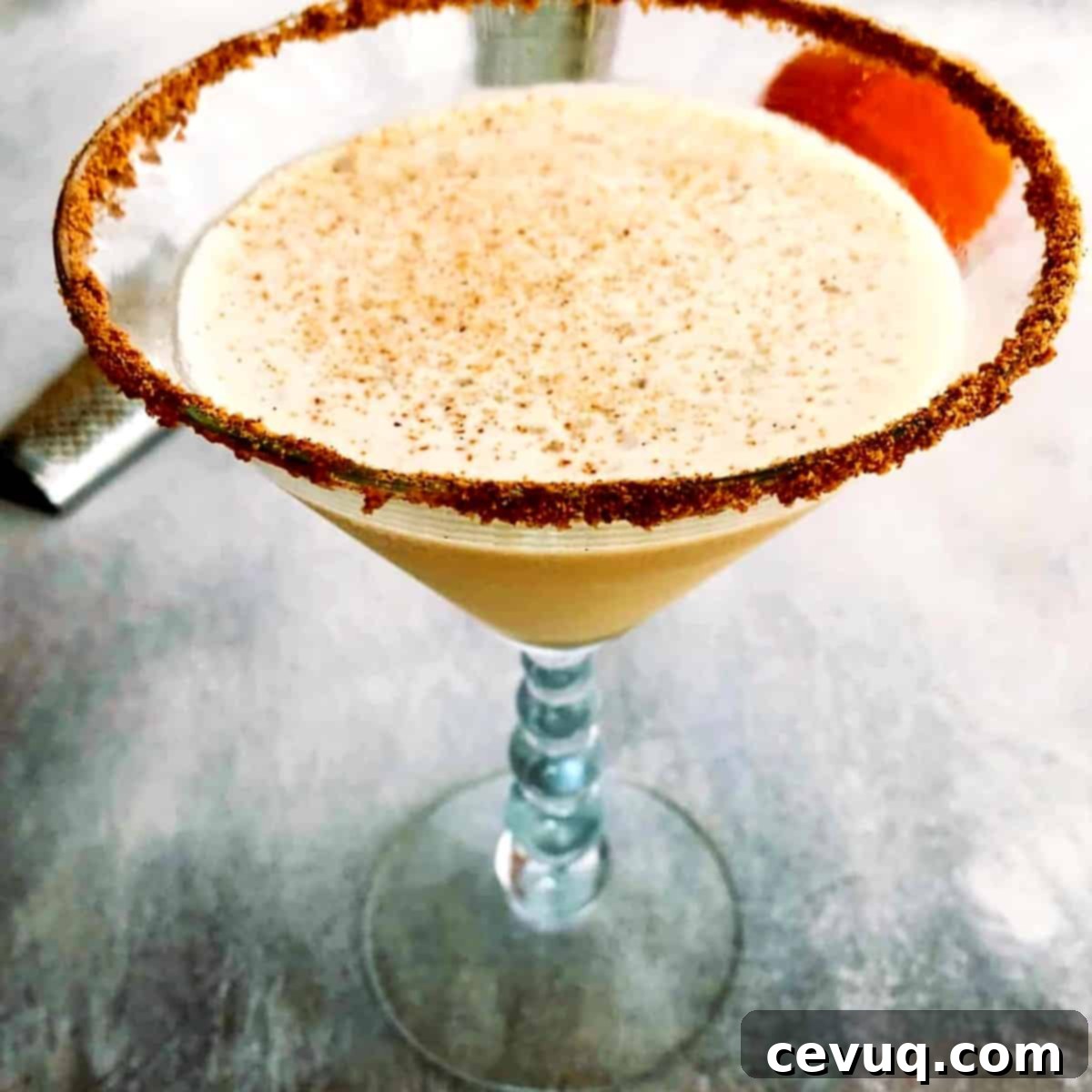 Μαρτίνι με μπαχαρικά κολοκύθας 4 Pumpkin Spice Martini με χείλος από μπισκότο γκράχαμ