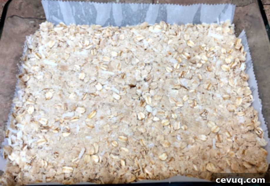 Μπάρες βρώμης με σύκο και καρύδα 7 fig crumble bars before baking.