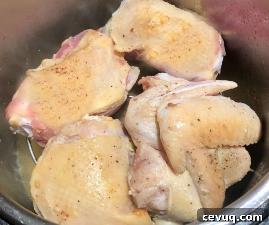 Γρήγορη Κοτόσουπα με Πράσινο Τσίλι 4 Κοτόπουλο σε σχάρα μέσα στο Instant Pot.