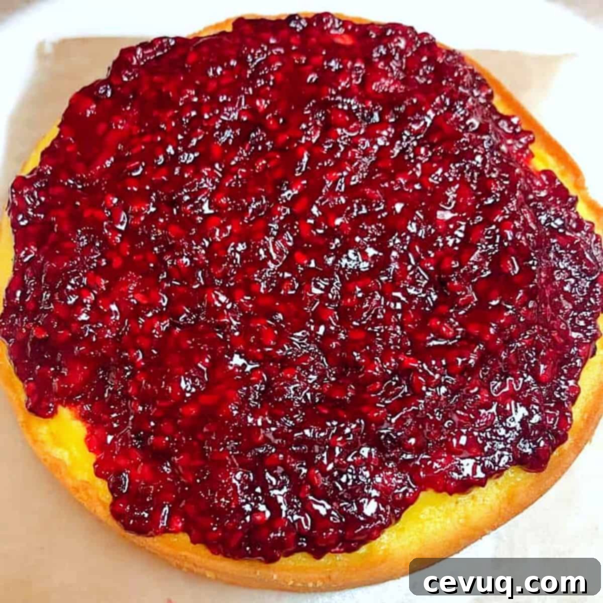Ρουστίκ Τούρτα με Βατόμουρα 4 μαρμελάδα marionberry σε στρώση κέικ.