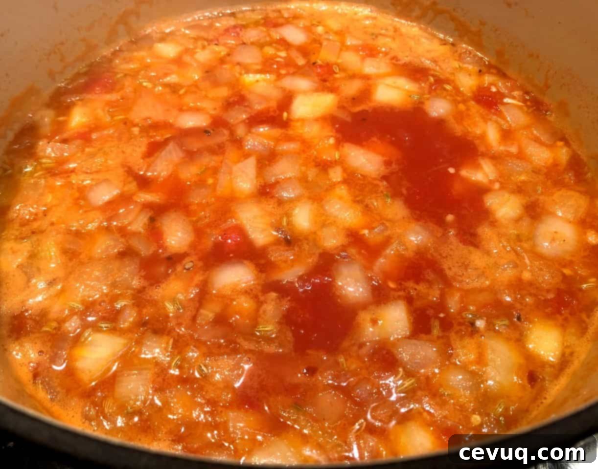 Εύκολη Σούπα Τσιοπίνο με Θαλασσινά 5 Σούπα cioppino πριν την προσθήκη θαλασσινών