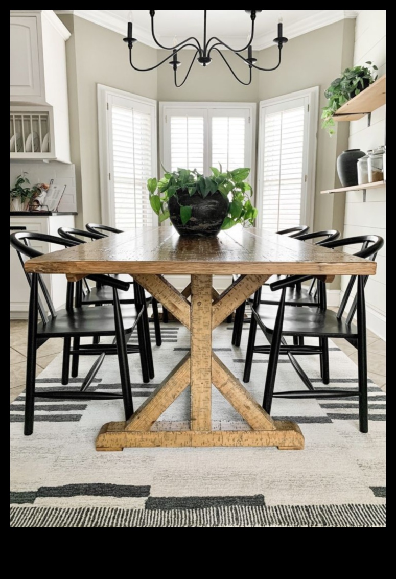 Διακόσμηση τραπεζαρίας αστικής αγροικίας για οικογενειακές συγκεντρώσεις