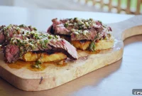 Grilled Marinated Skirt Steak with Argentine Chimichurri on Toast