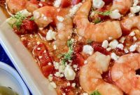 Baked Greek Shrimp Saganaki with Tomatoes and Feta