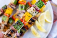 Summer Vegetable and Marinated Chicken Kebabs for Grilling