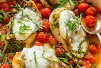 Basil Pesto Chicken Caprese Salad with Fresh Mozzarella