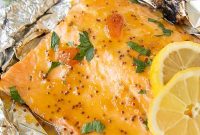 Foil-Grilled Salmon with Sweet Mustard Glaze