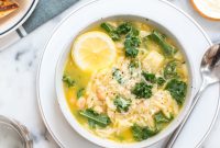 Lemony White Bean, Kale & Orzo Soup Recipe