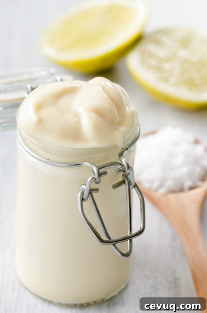 Jar of fresh homemade DIY mayo