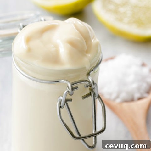 Jar of fresh homemade DIY mayo