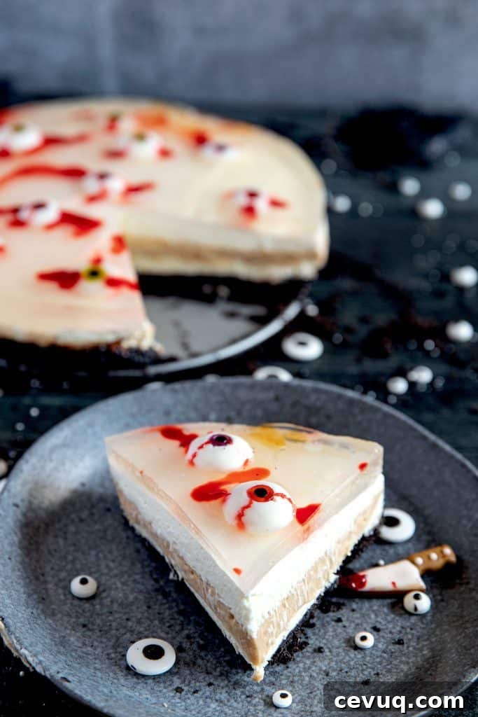 A slice of Halloween No-Bake Cheesecake