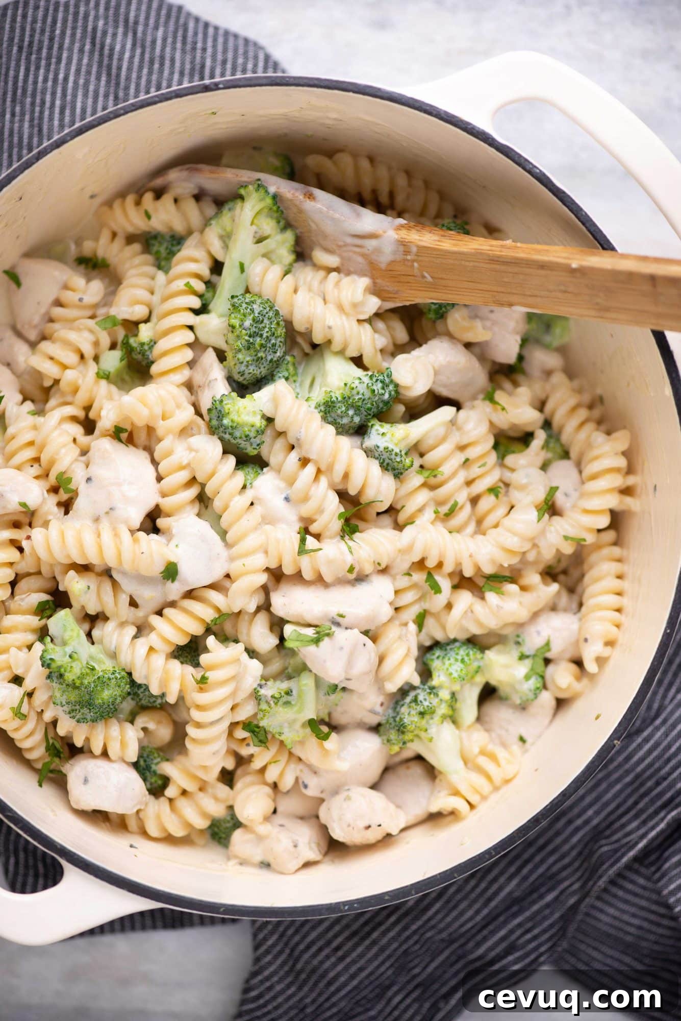 Creamy Chicken broccoli pasta is a comforting dinner recipe, that everyone loves in the family. The rich creamy garlic parmesan sauce is made with butter, flour, heavy cream and parmesan cheese. 