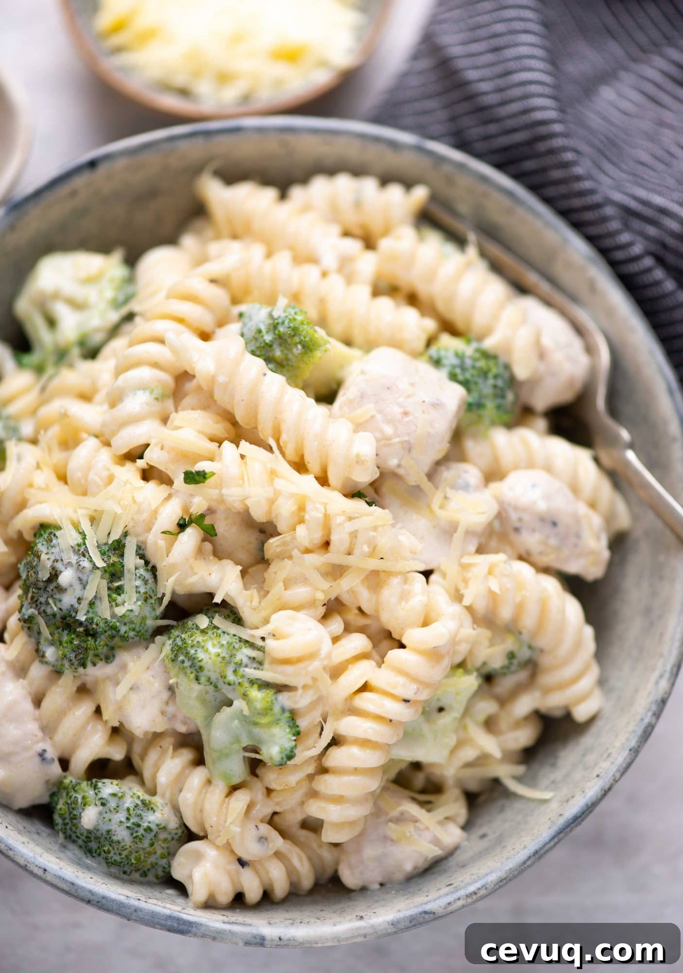 Creamy Chicken broccoli pasta is a comforting dinner recipe, that everyone loves in the family. The rich creamy garlic parmesan sauce is made with butter, flour, heavy cream and parmesan cheese. 