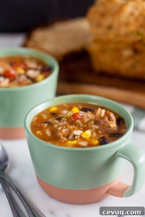 Southwest Chorizo and Rice Soup