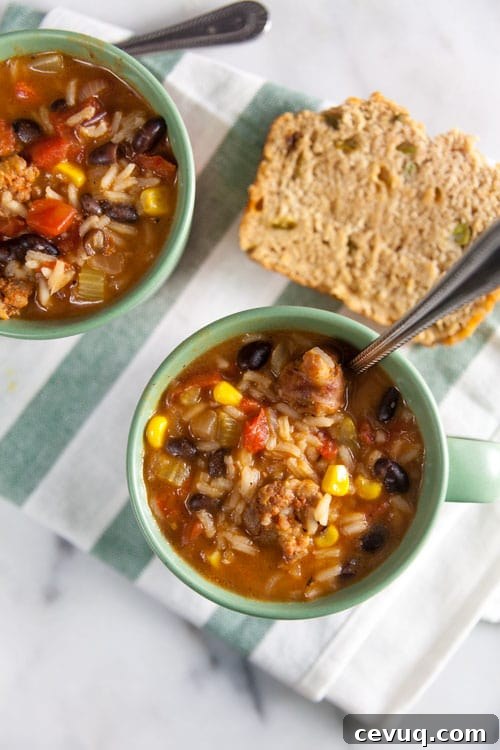 Southwest Chorizo and Rice Soup