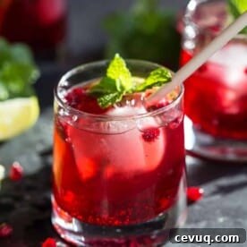 Ginger Pomegranate Spritz in glass.