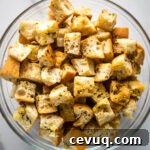 Easy homemade croutons.