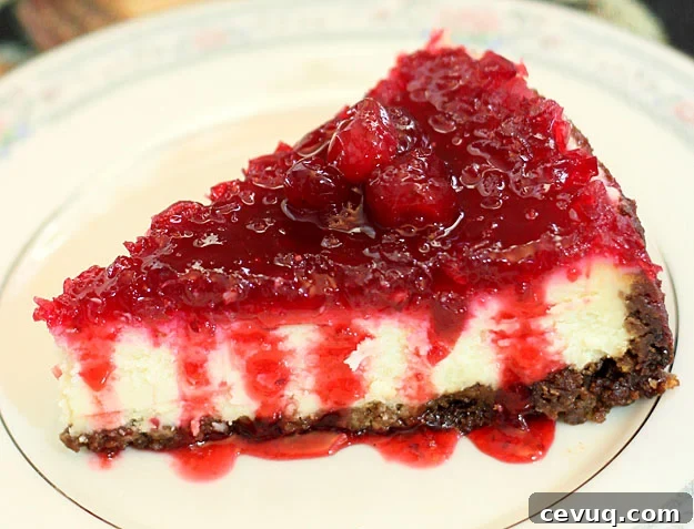 Slice of Cranberry Cheesecake