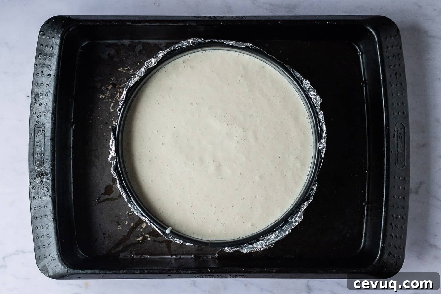 step 4 - prepping the cheesecake to bake