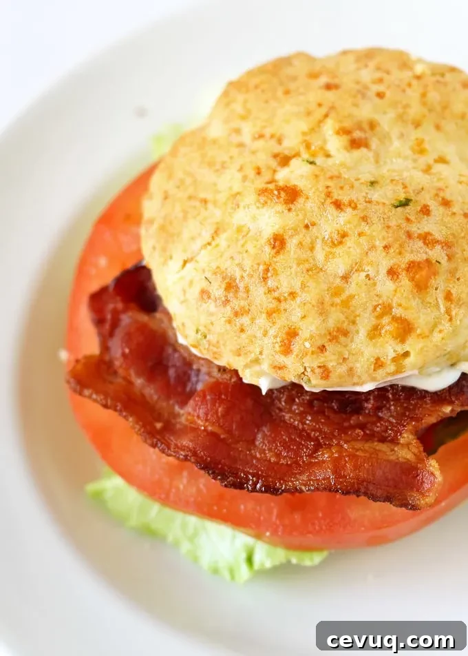 This cheddar chive biscuit BLT sandwich is going to be your new favorite lunch. #BetterBiscuits #ad | honeyandbirch.com