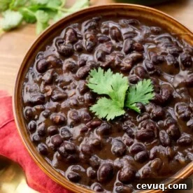 Cuban Black Beans in brown bowl