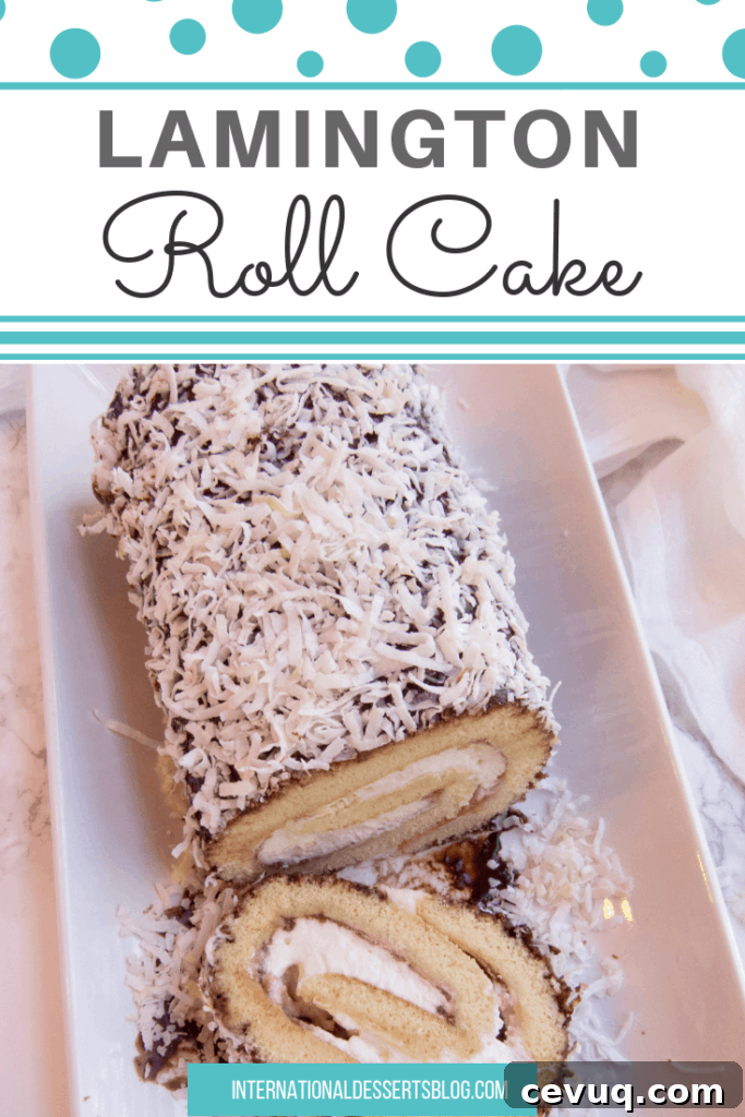 Australian Lamington Swiss Roll Recipe – Classic Coconut & Chocolate Cake 2 I love this jam and cream-filled Australian cake! It's the perfect cake recipe for Australia day. It's a simple vanilla cake with jam, whipped cream, chocolate, and coconut! #easydesserts #australia #intldessertsblog