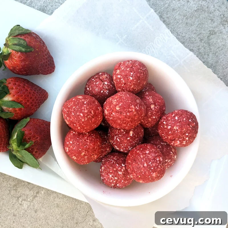Strawberry Protein Balls in a Bowl 1200x1200
