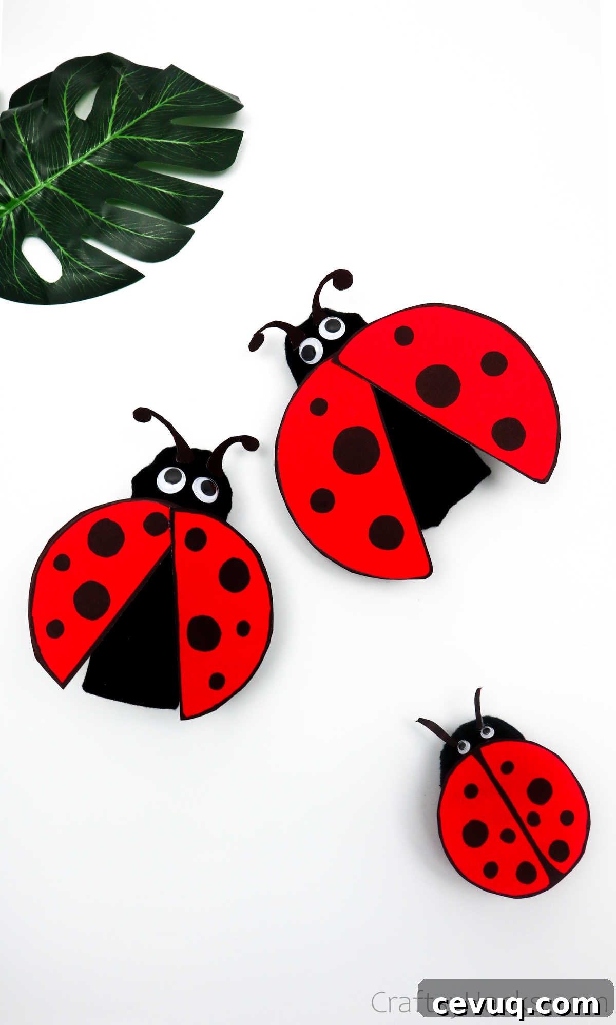 finished paper roll ladybugs
