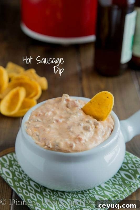 Hot Sausage Dip - a creamy, cheesy, hot sausage dip