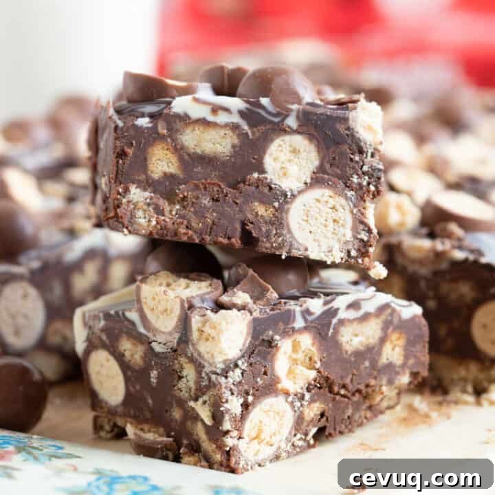 A stack of malteser tiffin bars.