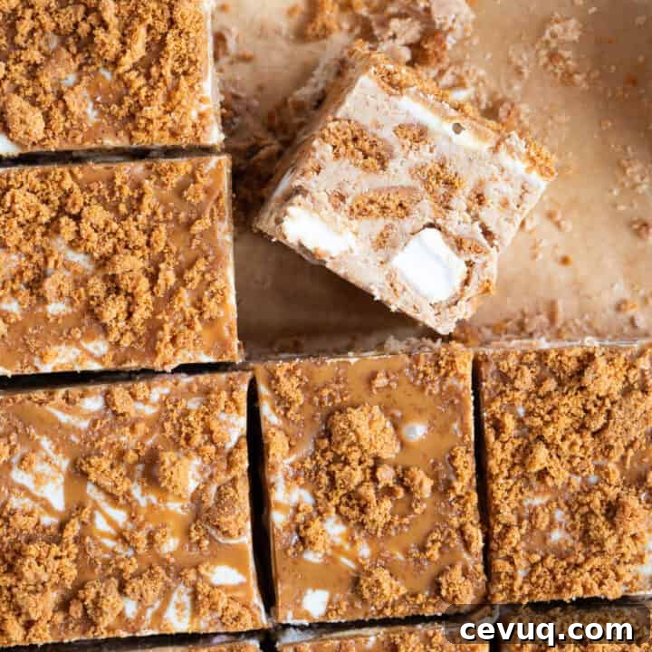 Squares of biscoff rocky road.