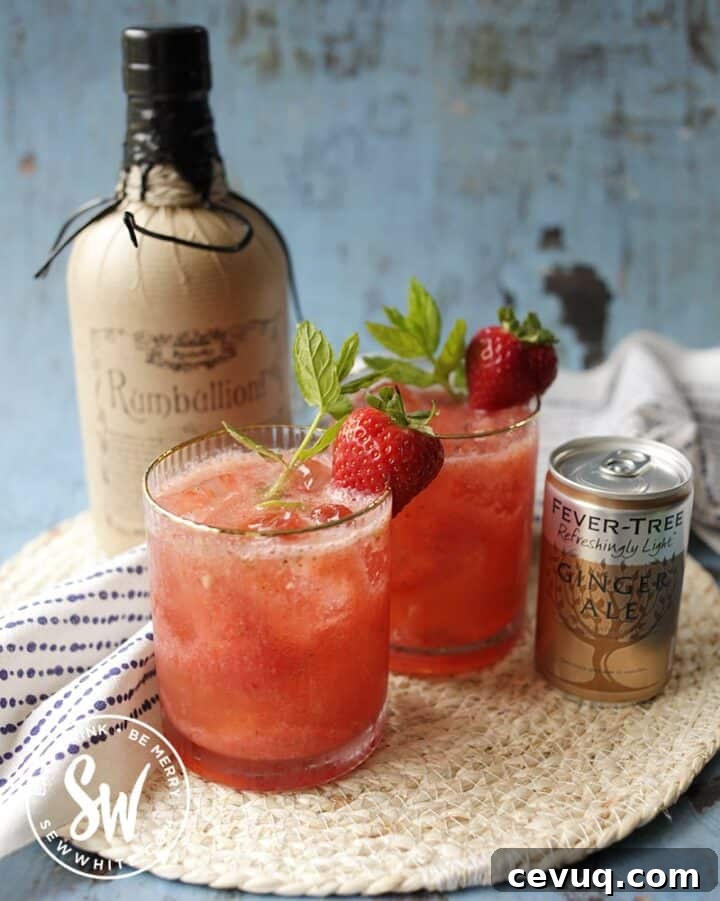 Strawberry rum cocktail.