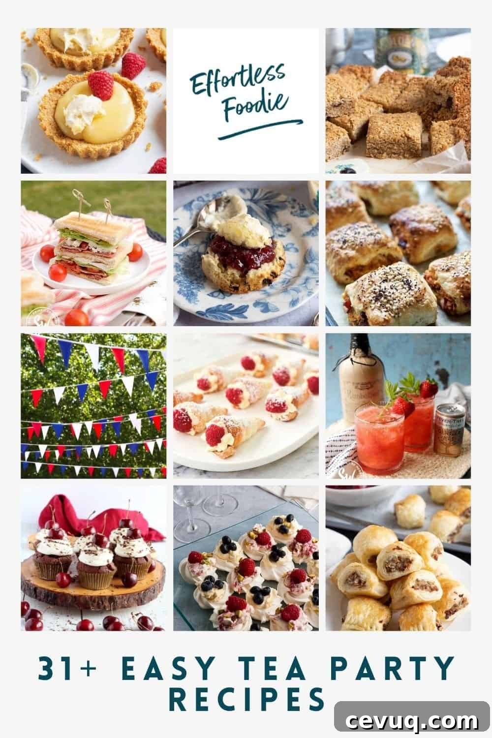 Easy Tea Party Recipe Ideas Pin Image.