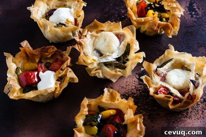 Roasted vegetable tartlets.