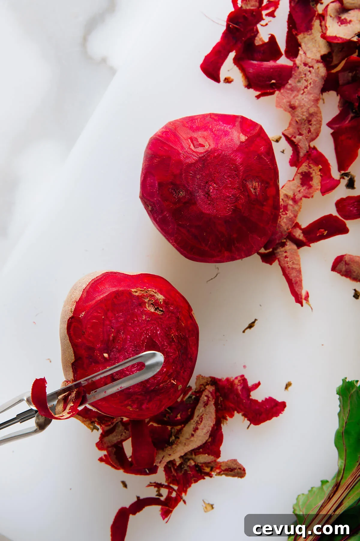 peeling beets