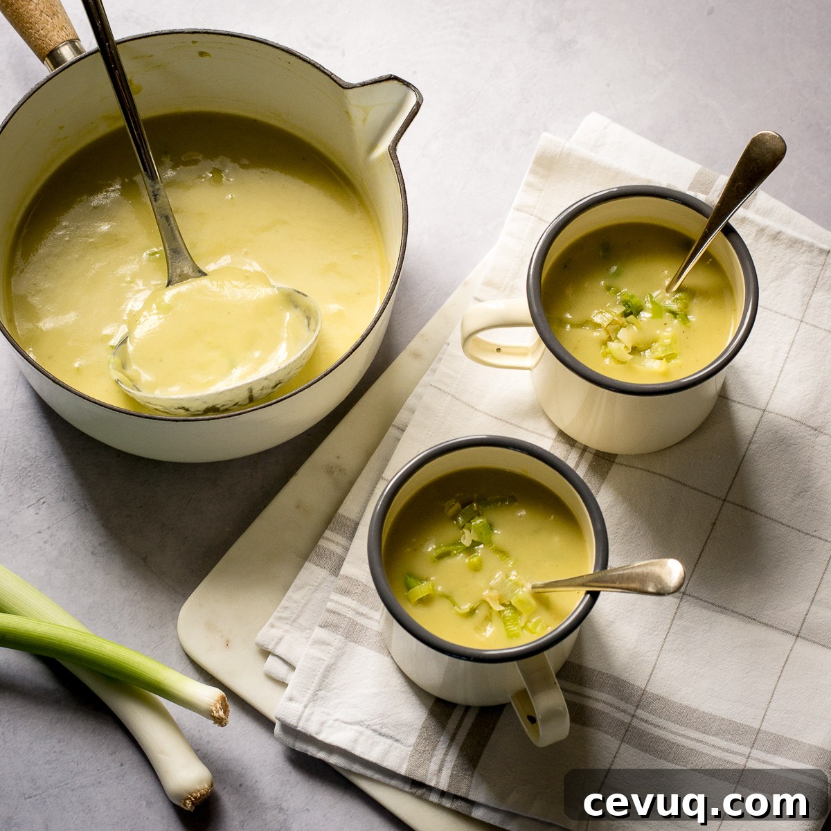 Vegan leek and potato soup