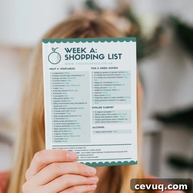 Vegan meal plan and shopping lists
