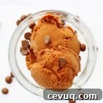 Chocolate banana nice cream in a glass bowl